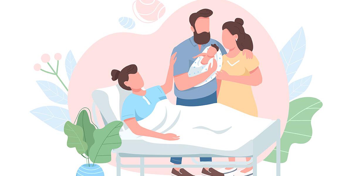 Surrogate mom with heterosexual couple flat color vector faceless character